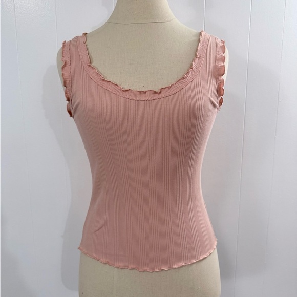Vylette | Pink Ruffled Edge Tank - Picture 6 of 10